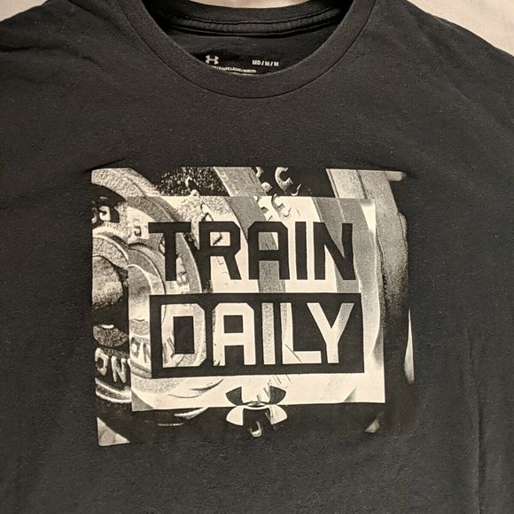 Under Armour Train Daily T-shirt Short Sleeve Top Men's Medium Black Graphic - Picture 2 of 10